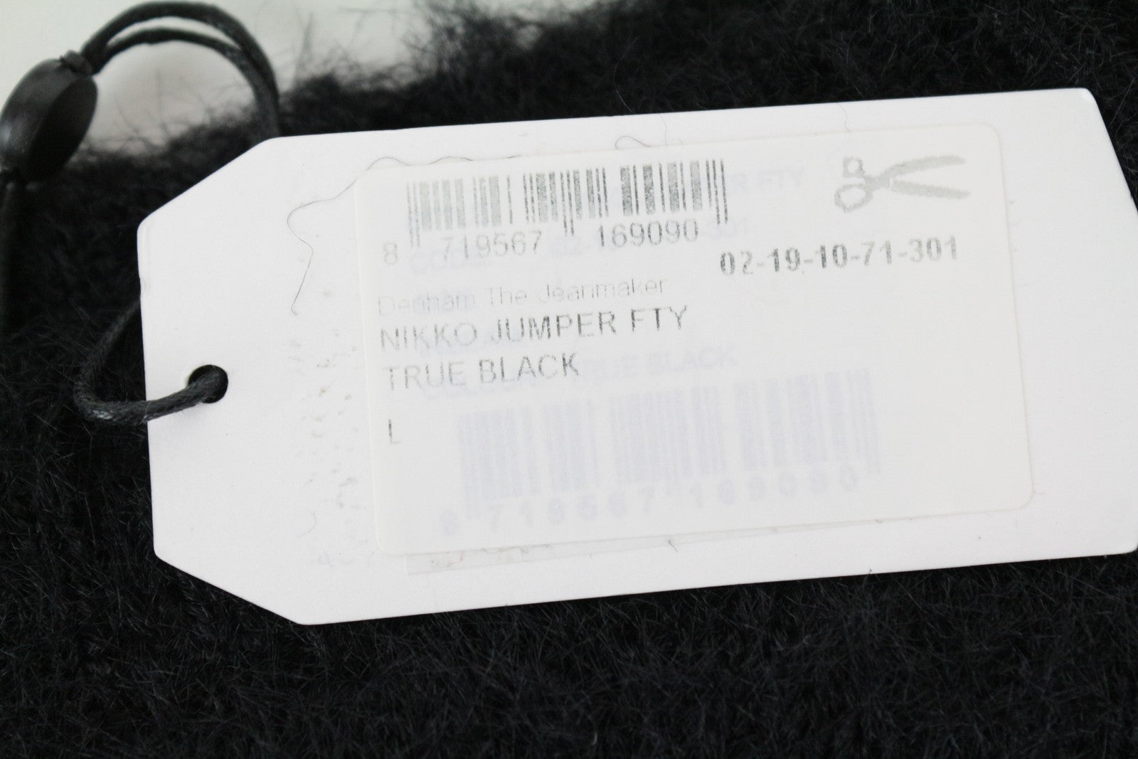 DENHAM Nikko Women's L Black Knit Wool Crew Sweater Fitted Soft Style Jumper