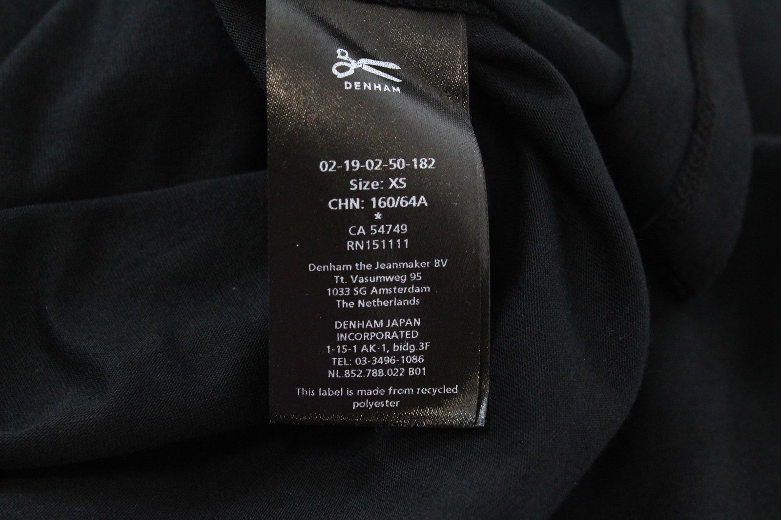 DENHAM Baldwin XS Women's Black Long Sleeve Henley Tee Cotton Blend Casual