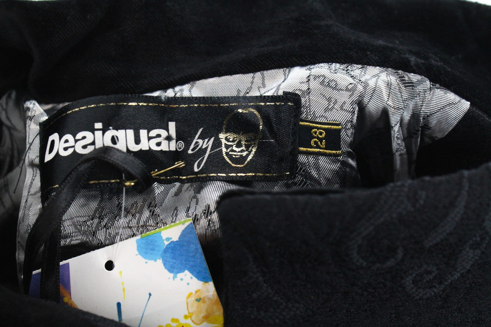 DESIGUAL Innocense Women's Black Wool Coat EU38 Double-Breasted Jacquard