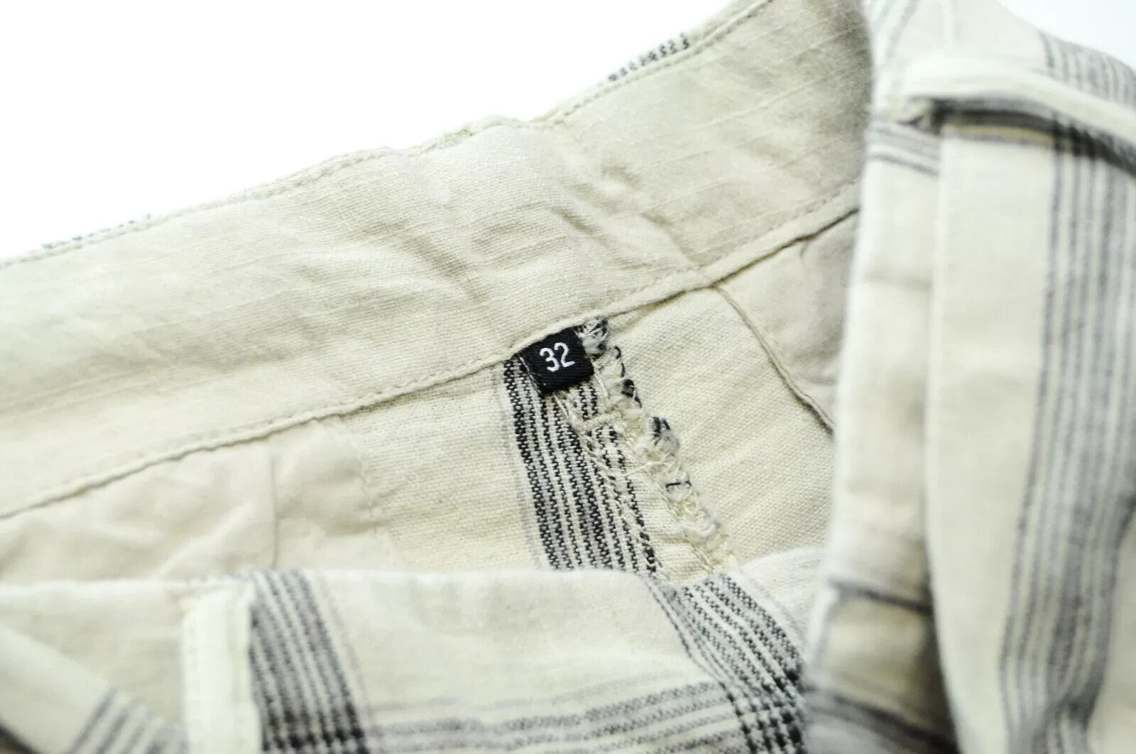 DESIGUAL Marc 32 Checked Linen Shorts Pocketed Printed Summer Mens Cargo