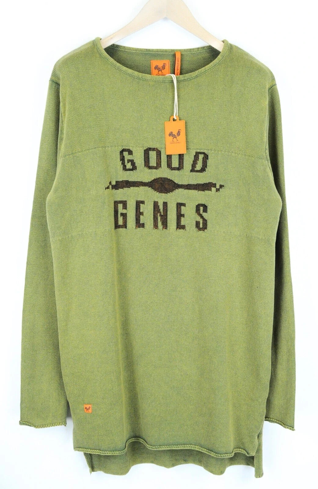 GOOD GENES L Ivy Green  Knit Crew Neck Mens Jumper Long Sweater