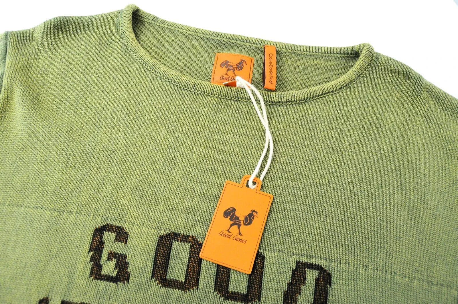 GOOD GENES L Ivy Green  Knit Crew Neck Mens Jumper Long Sweater