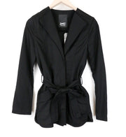 DENHAM Moonlight Women's XS Jacket Cinder Black Belted Button-Up Collared Style