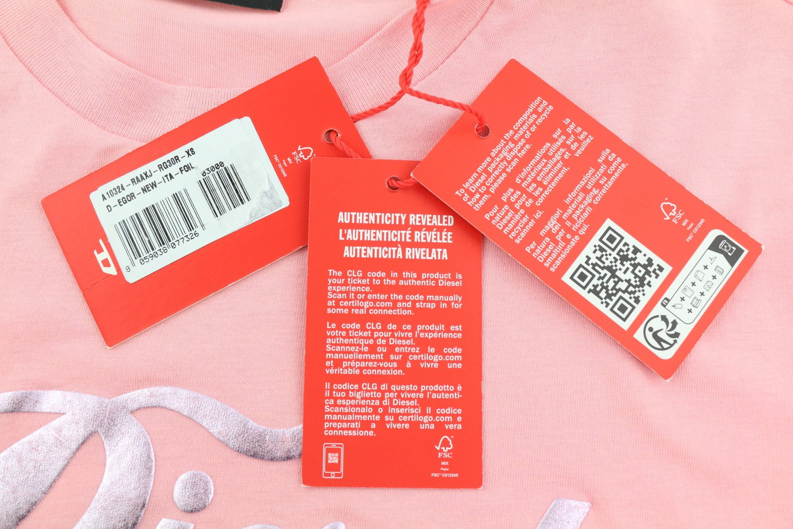 DIESEL D-Egor-New-Ita-Foil Women Dress XS Pink Short Sleeve Tricot Casual Mini