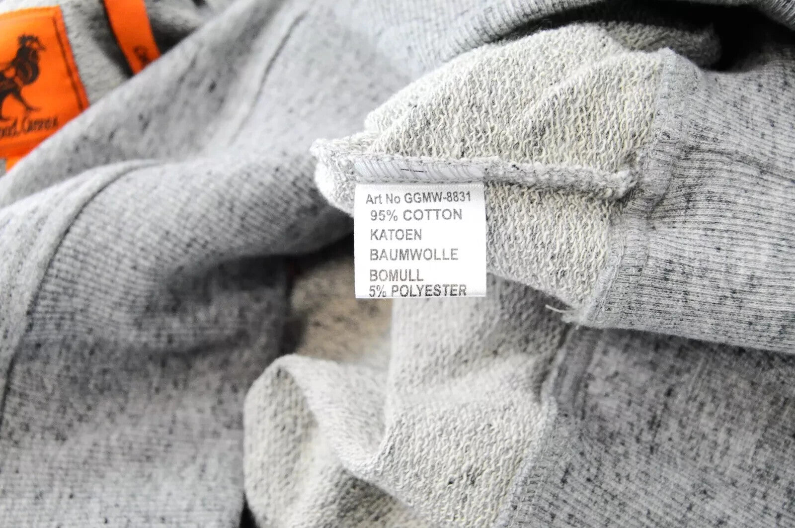 GOOD GENES L Mens Grey Space Dye Crew Neck Sweatshirt Mata Hari Print