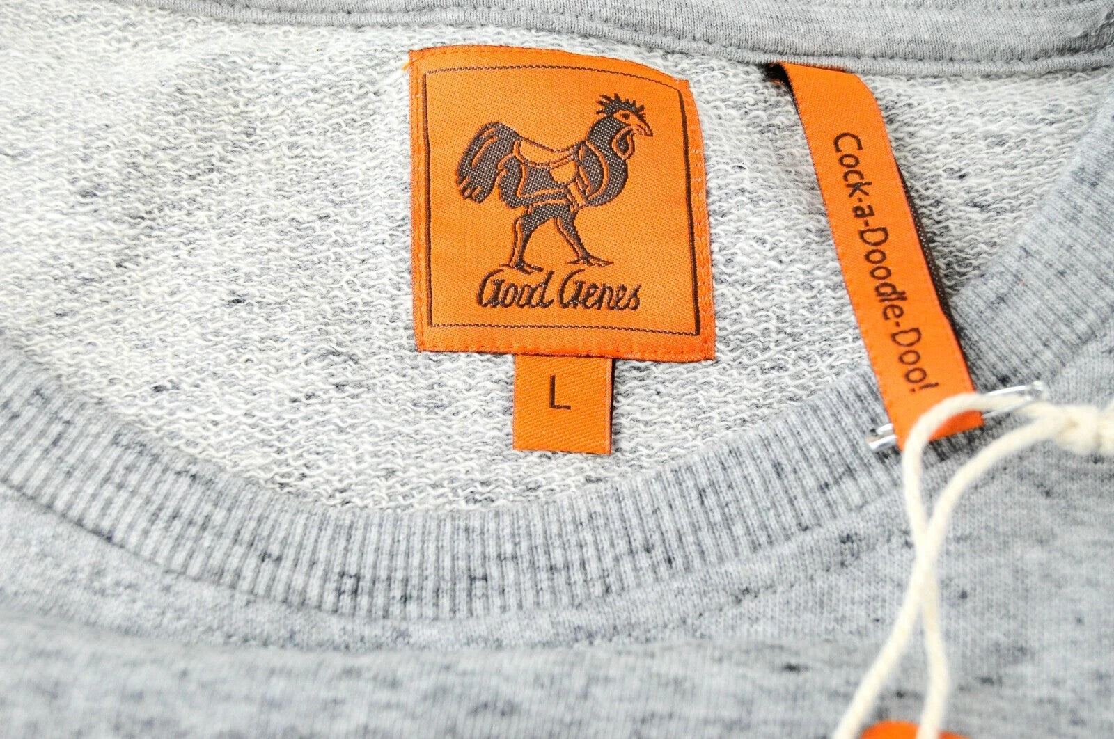 GOOD GENES L Mens Grey Space Dye Crew Neck Sweatshirt Mata Hari Print