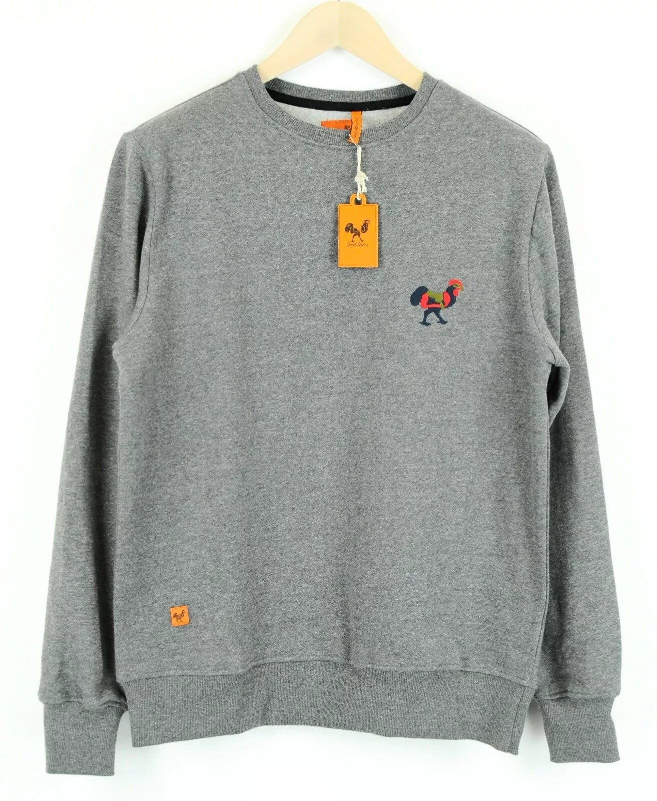 GOOD GENES S Mid-Grey Cotton Sweatshirt Crew Neck Embroidered Mens