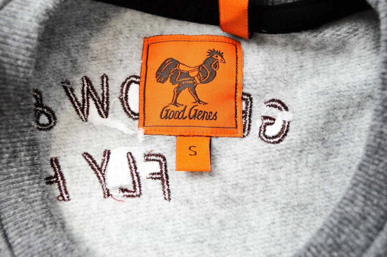 GOOD GENES S Mid-Grey Cotton Sweatshirt Crew Neck Embroidered Mens