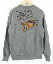 GOOD GENES M Melange Cotton Crew Sweatshirt Mens Embroidered Grey Pullover