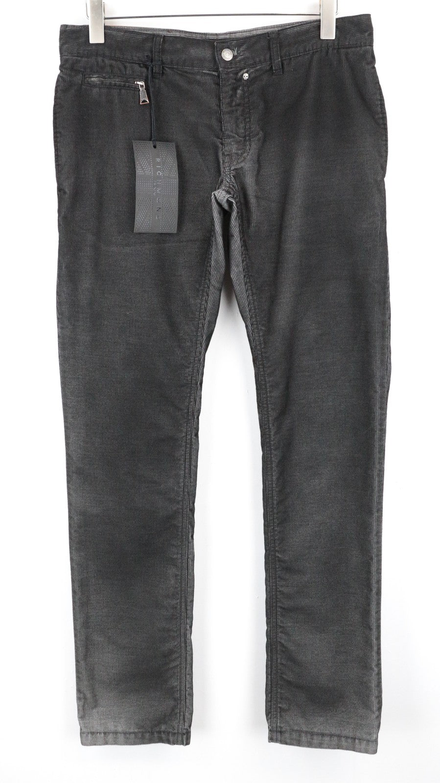 RICHMOND Men's Trousers 48 Grey Corduroy Cotton Slim Fit Casual Stretch Style
