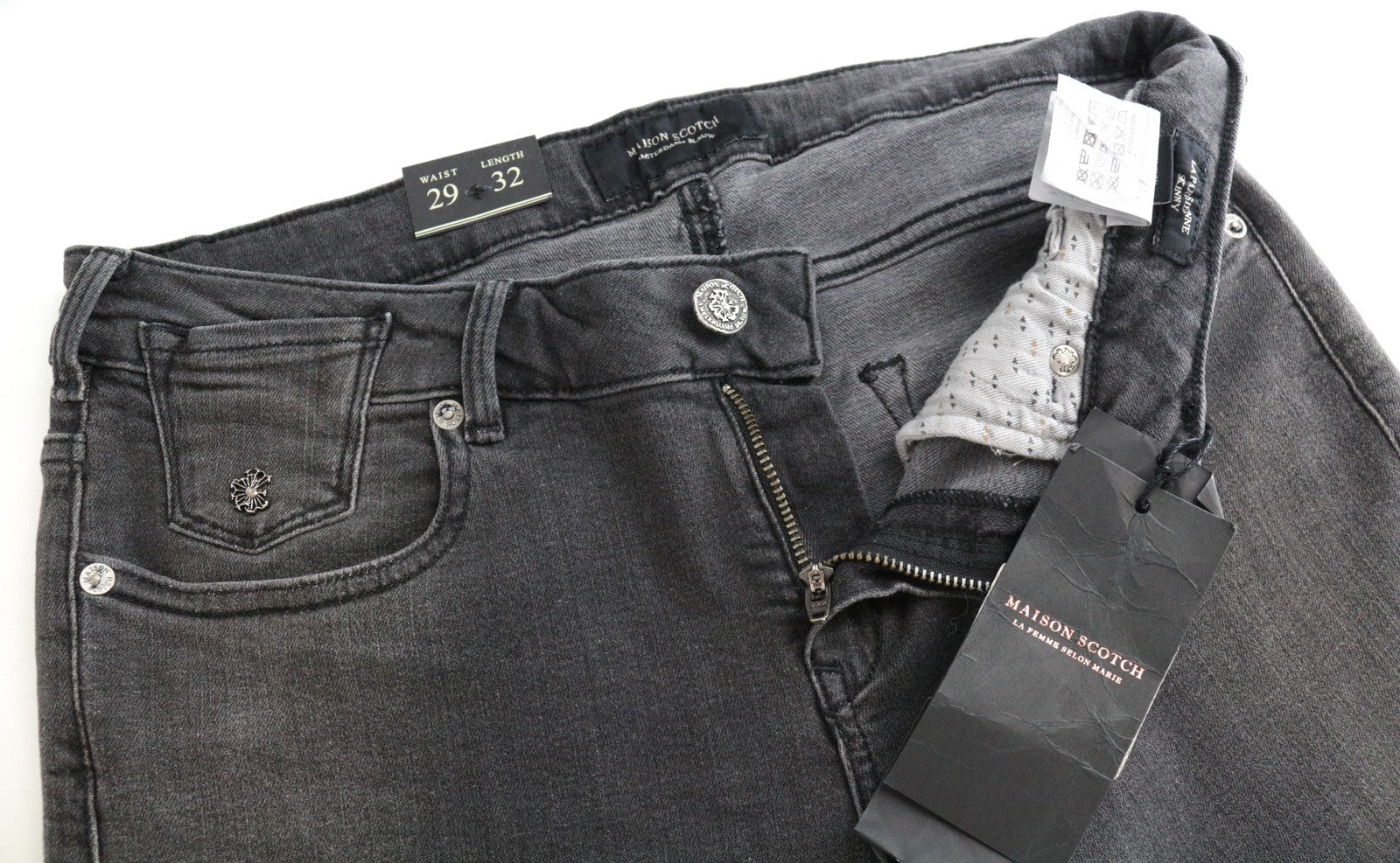 MAISON SCOTCH La Parisienne Women's W29 L32 Grey Cotton Skinny Fit Stretch Jeans