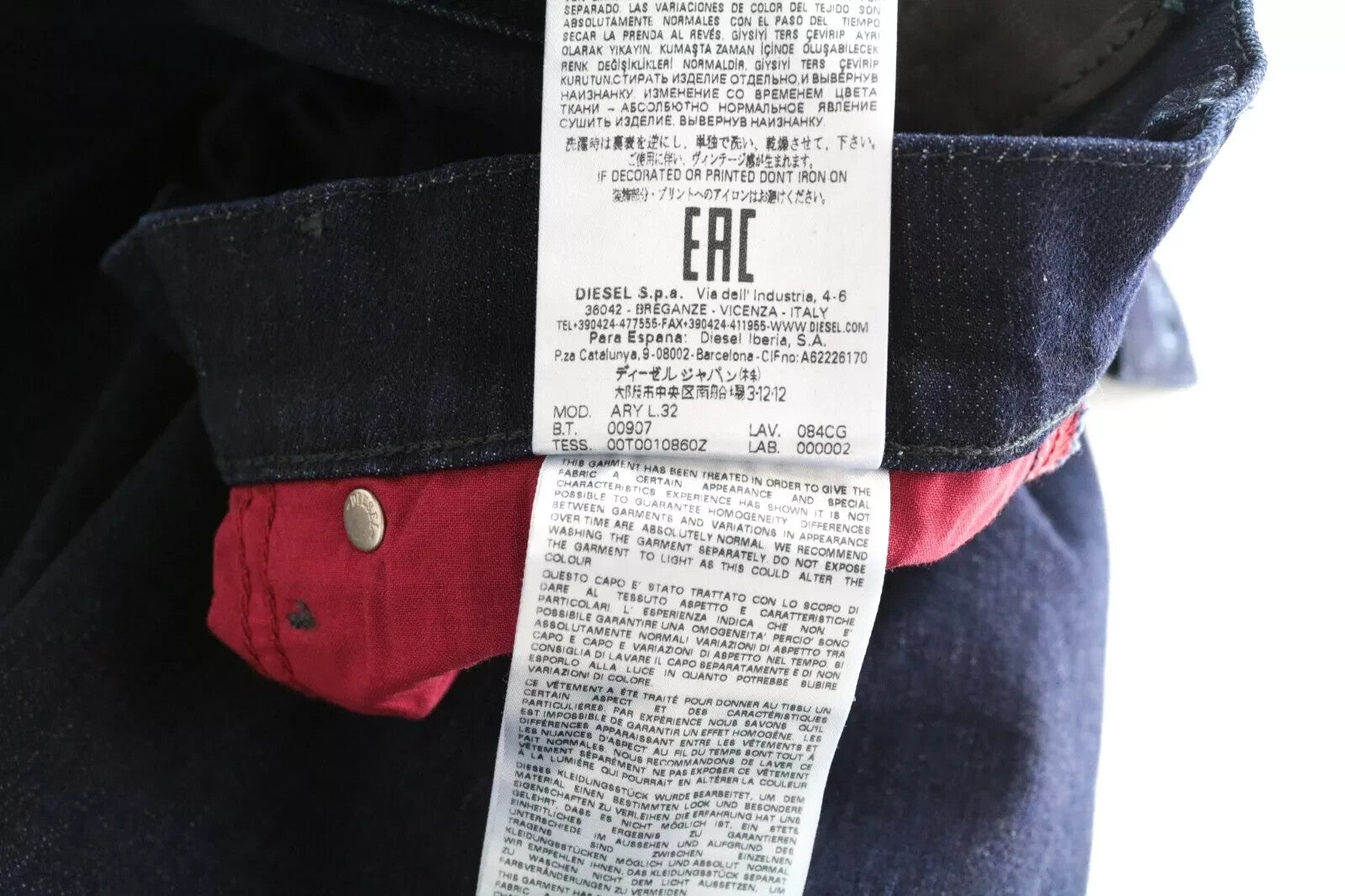 DIESEL Ary 084CG Women's Jeans W26 L30 High Waist Stretch Straight Blue Cotton