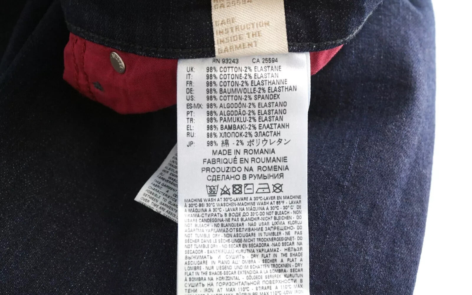 DIESEL Ary 084CG Women's Jeans W26 L30 High Waist Stretch Straight Blue Cotton