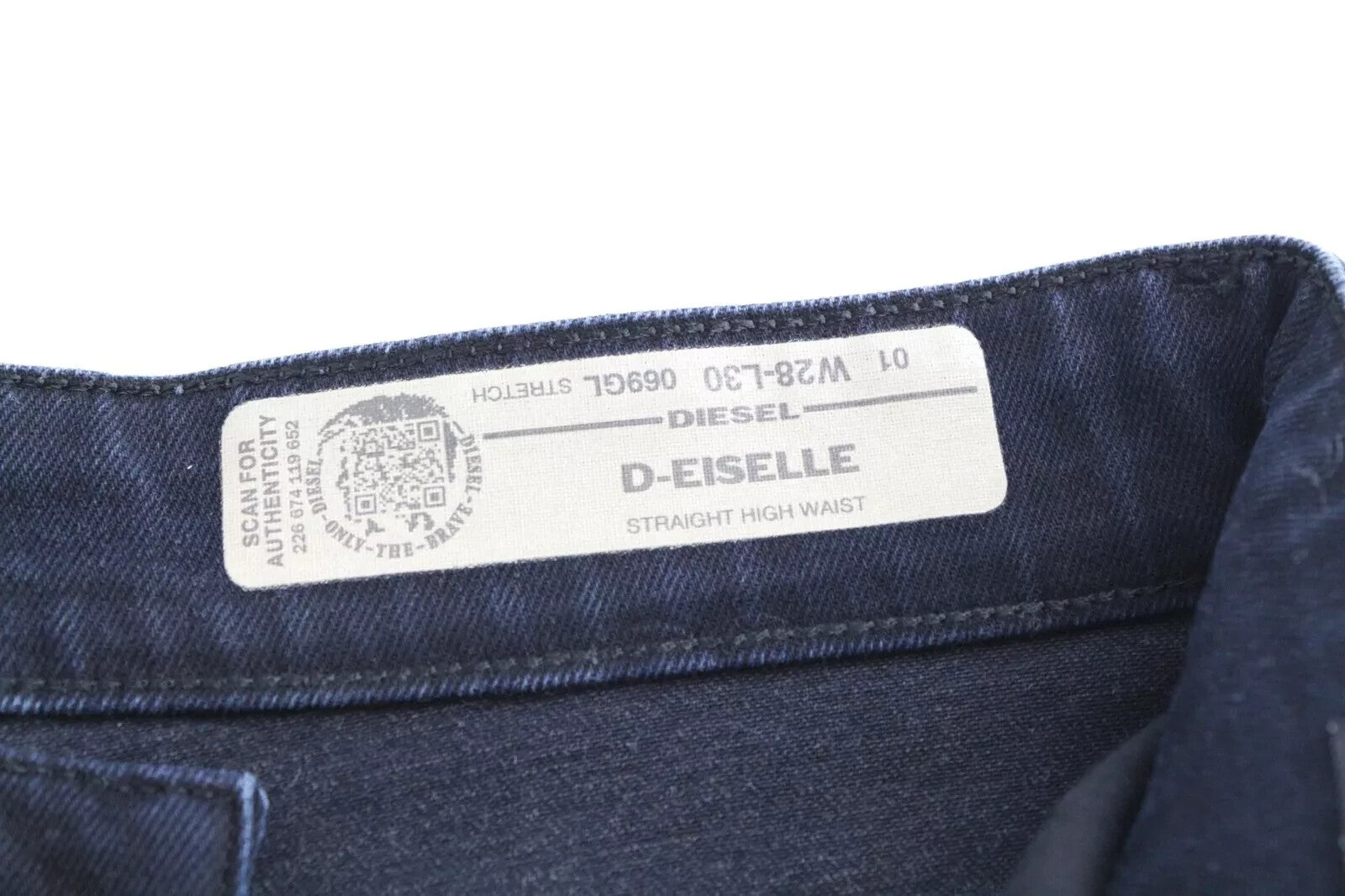 DIESEL D-Eiselle 069GL Women's W28 L30 Straight Blue Stretch Cotton Jeans Dark