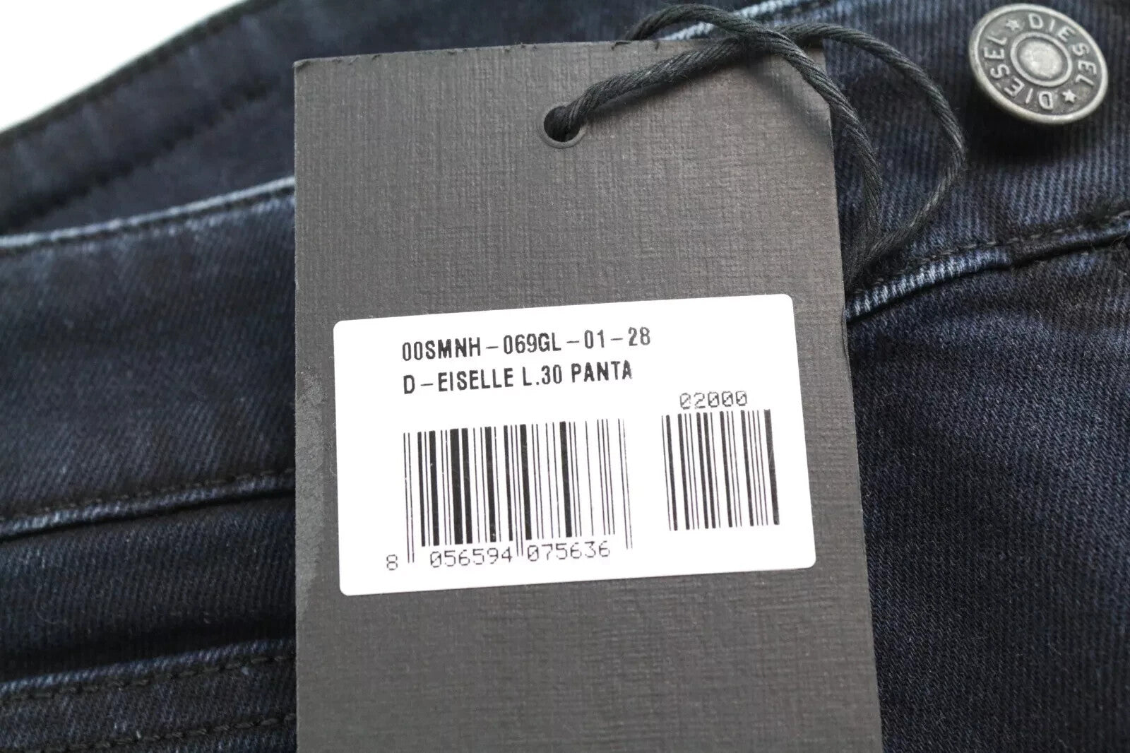 DIESEL D-Eiselle 069GL Women's W28 L30 Straight Blue Stretch Cotton Jeans Dark