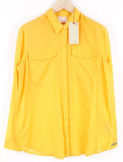 MAISON SCOTCH Palm Cove Shirt M Orange Cotton Button-Up Pocketed Womens Top