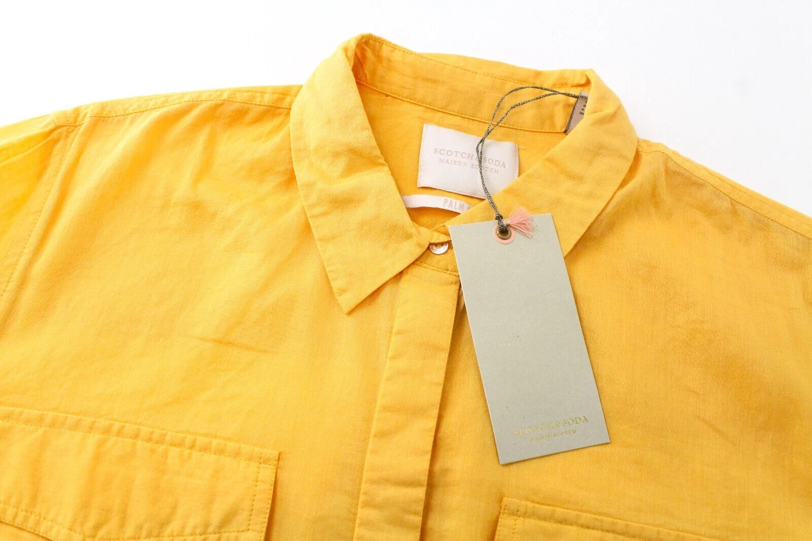 MAISON SCOTCH M Palm Cove Cotton Shirt Faded Orange Button Pocket Womens