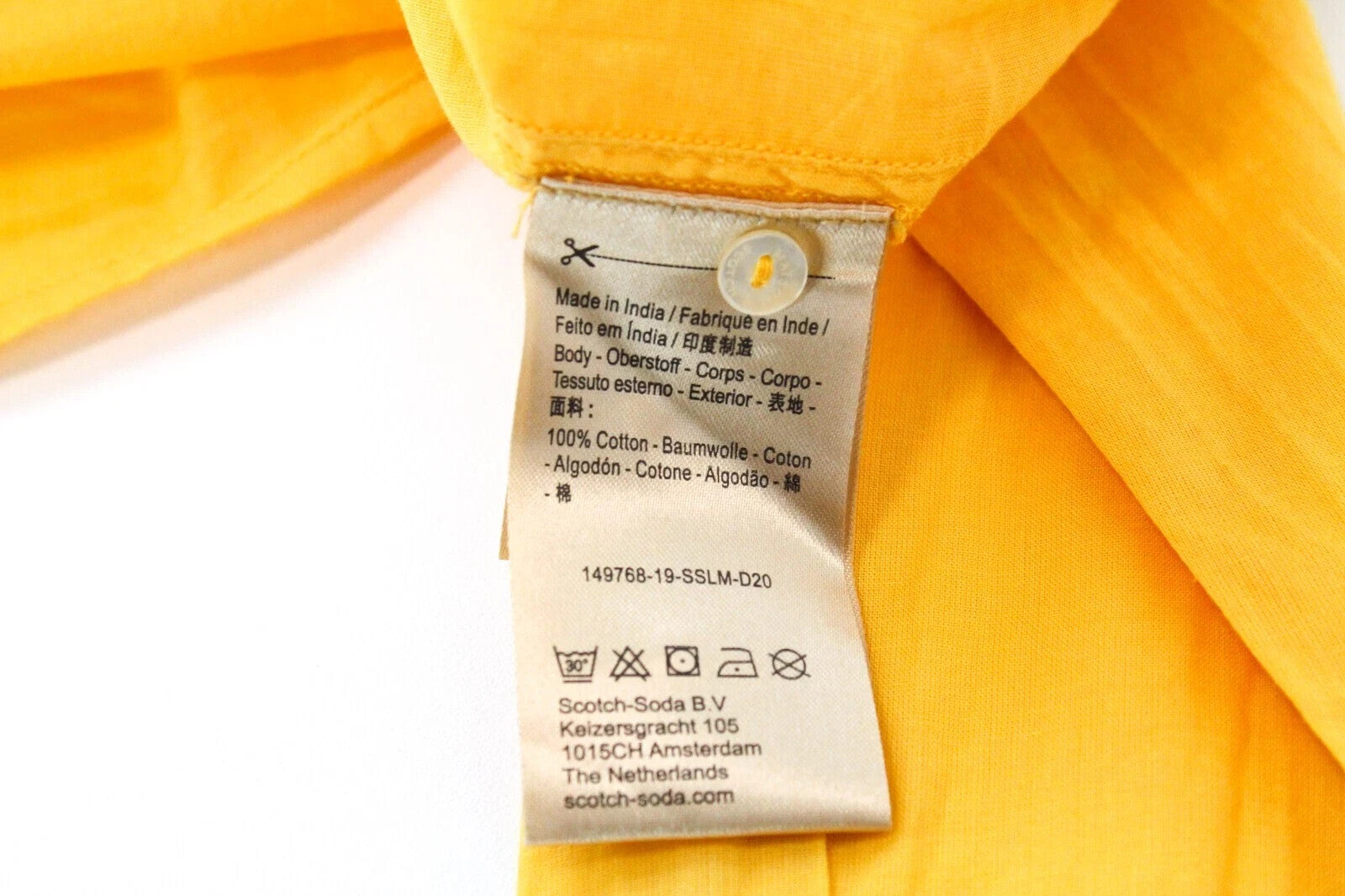 MAISON SCOTCH M Palm Cove Cotton Shirt Faded Orange Button Pocket Womens