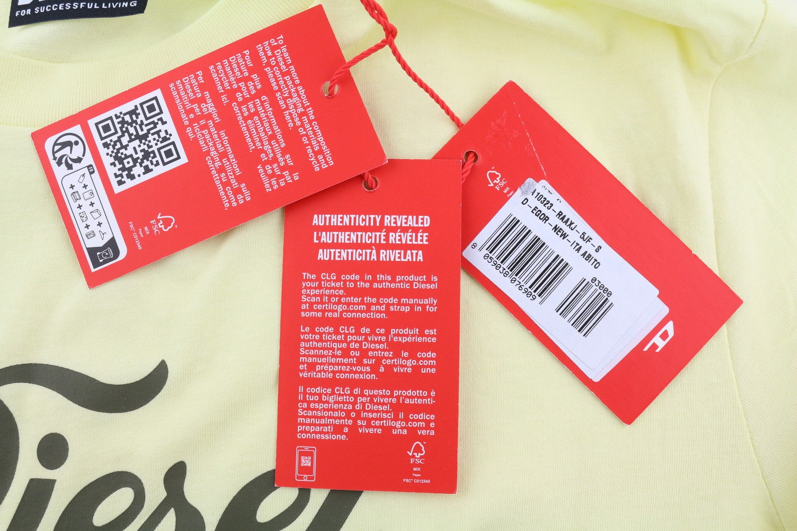 DIESEL D-Egor-New-Ita Women Dress S Yellow Short Sleeve Tricot Casual Logo