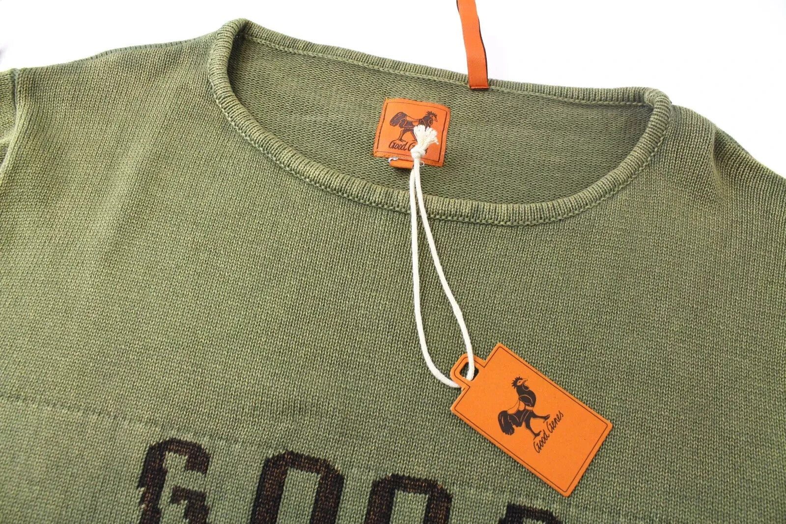 GOOD GENES XL Long Ivy Green Crew Neck  Knit Jumper Tight Mens Sweater