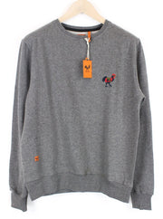 GOOD GENES S Grey Cotton Sweatshirt Embroidered Crew Neck Melange Mens`s