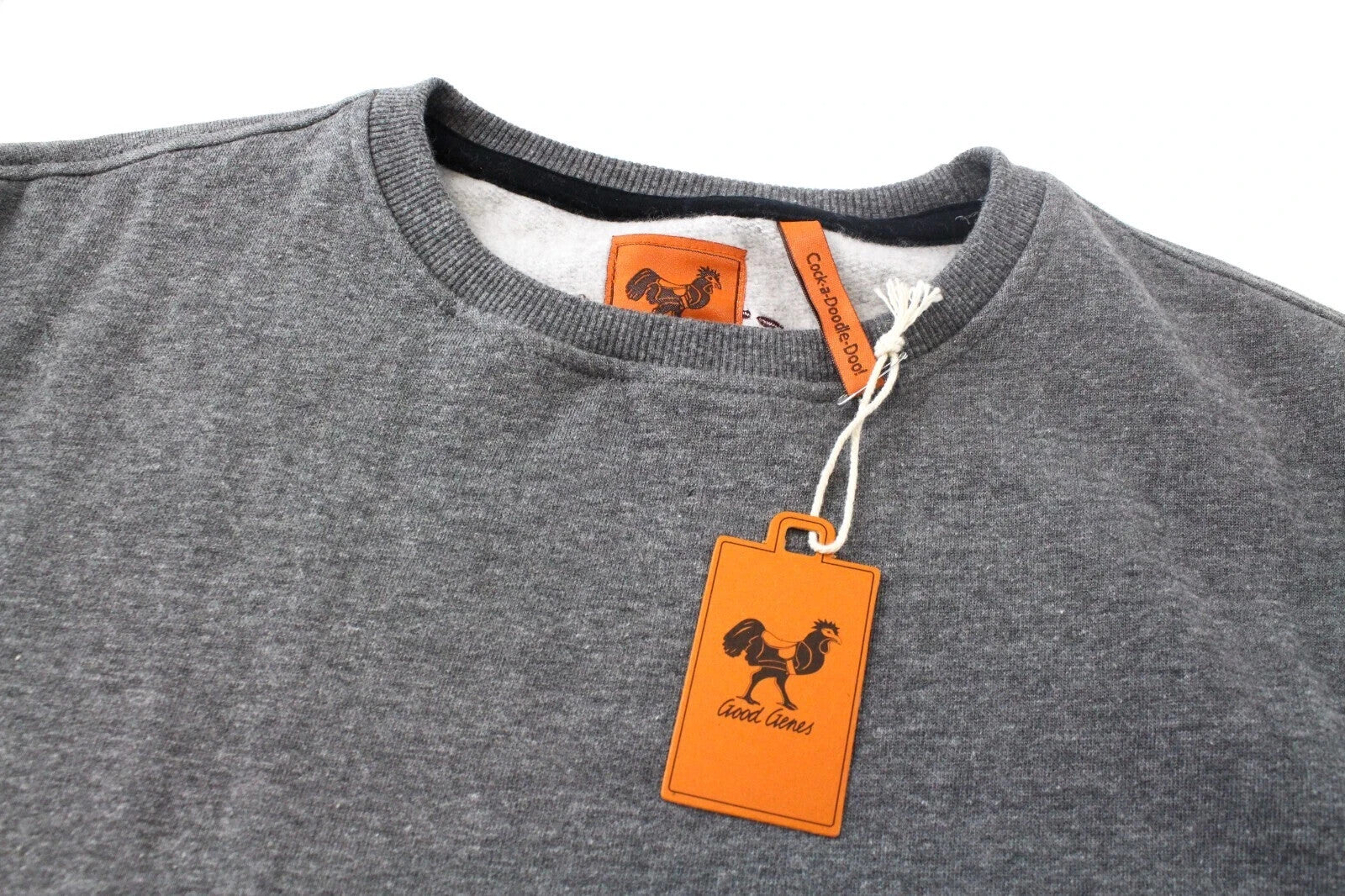 GOOD GENES M Mens`s Sweatshirt Crew Neck Embroidered Mid-Grey Cotton Melange