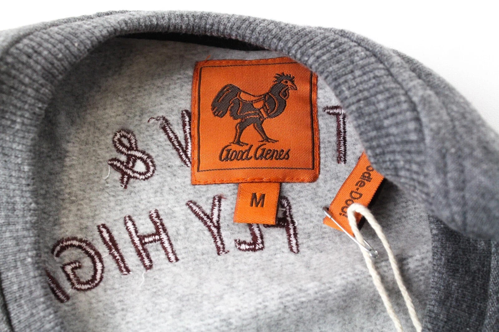 GOOD GENES M Mens`s Sweatshirt Crew Neck Embroidered Mid-Grey Cotton Melange