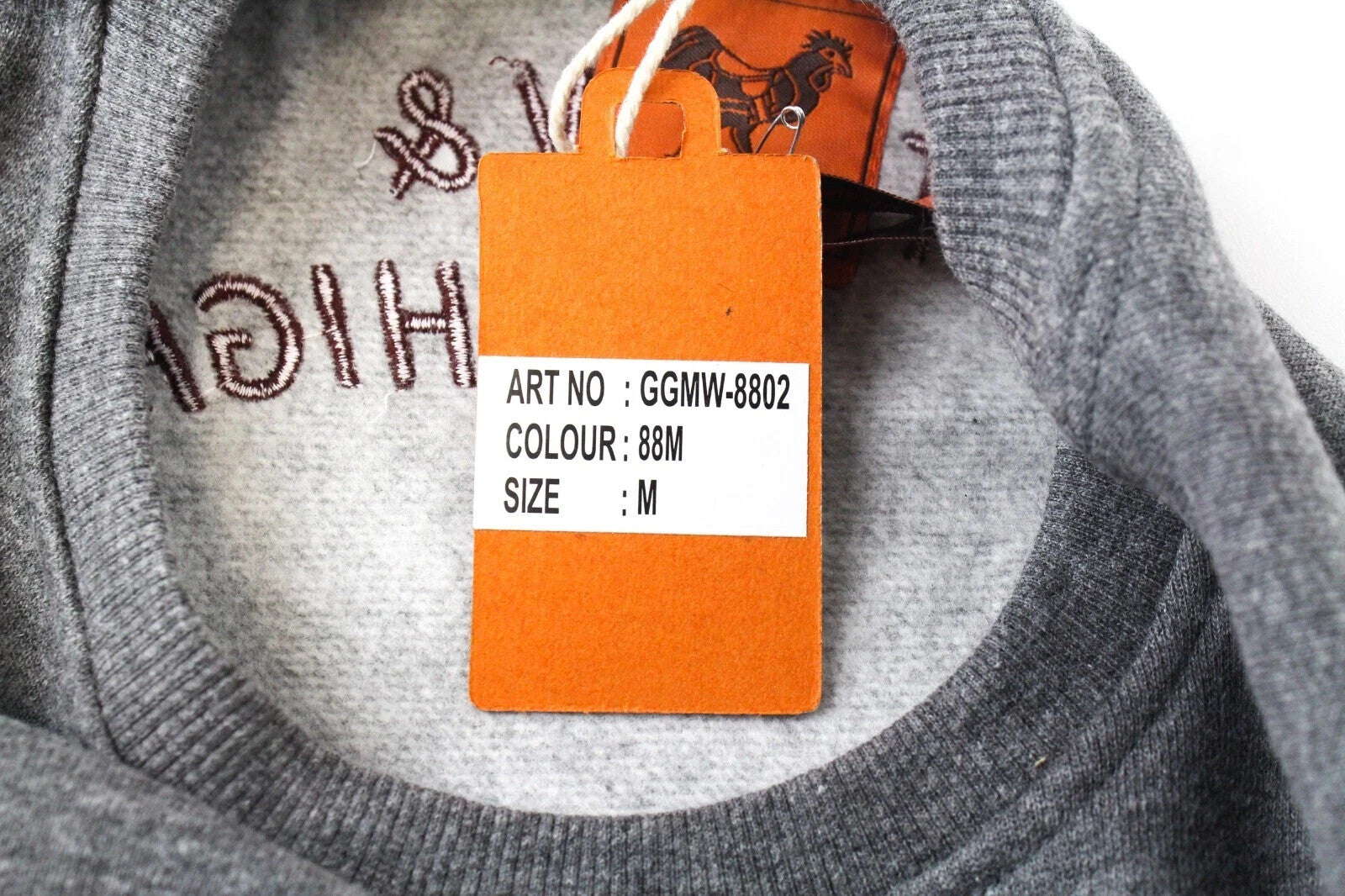 GOOD GENES M Mens`s Sweatshirt Crew Neck Embroidered Mid-Grey Cotton Melange