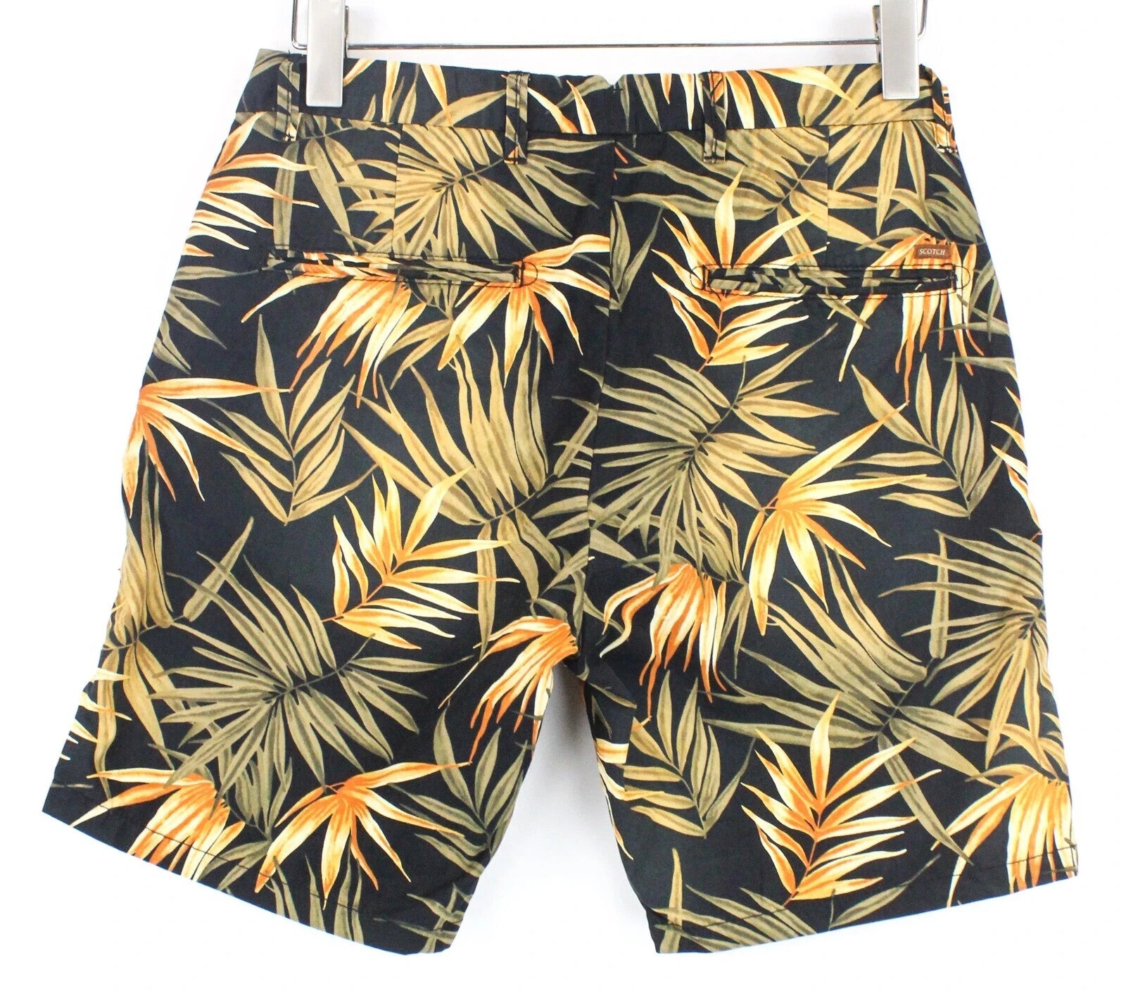 SCOTCH & SODA W30 Leaf Print Cotton Chino Shorts Pocketed Mens Summer Style