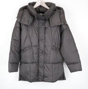 REPLAY Women's Coat S Brown Mid-Length Quilted Down Hooded Puffer Oversized