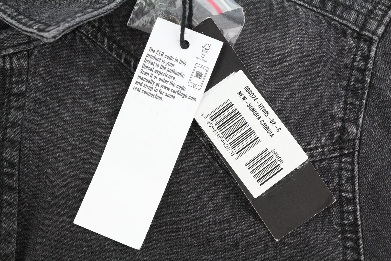 DIESEL New-Sonora Mens Shirt S RRP€120 Western Washed Black Spread Snap Buttons