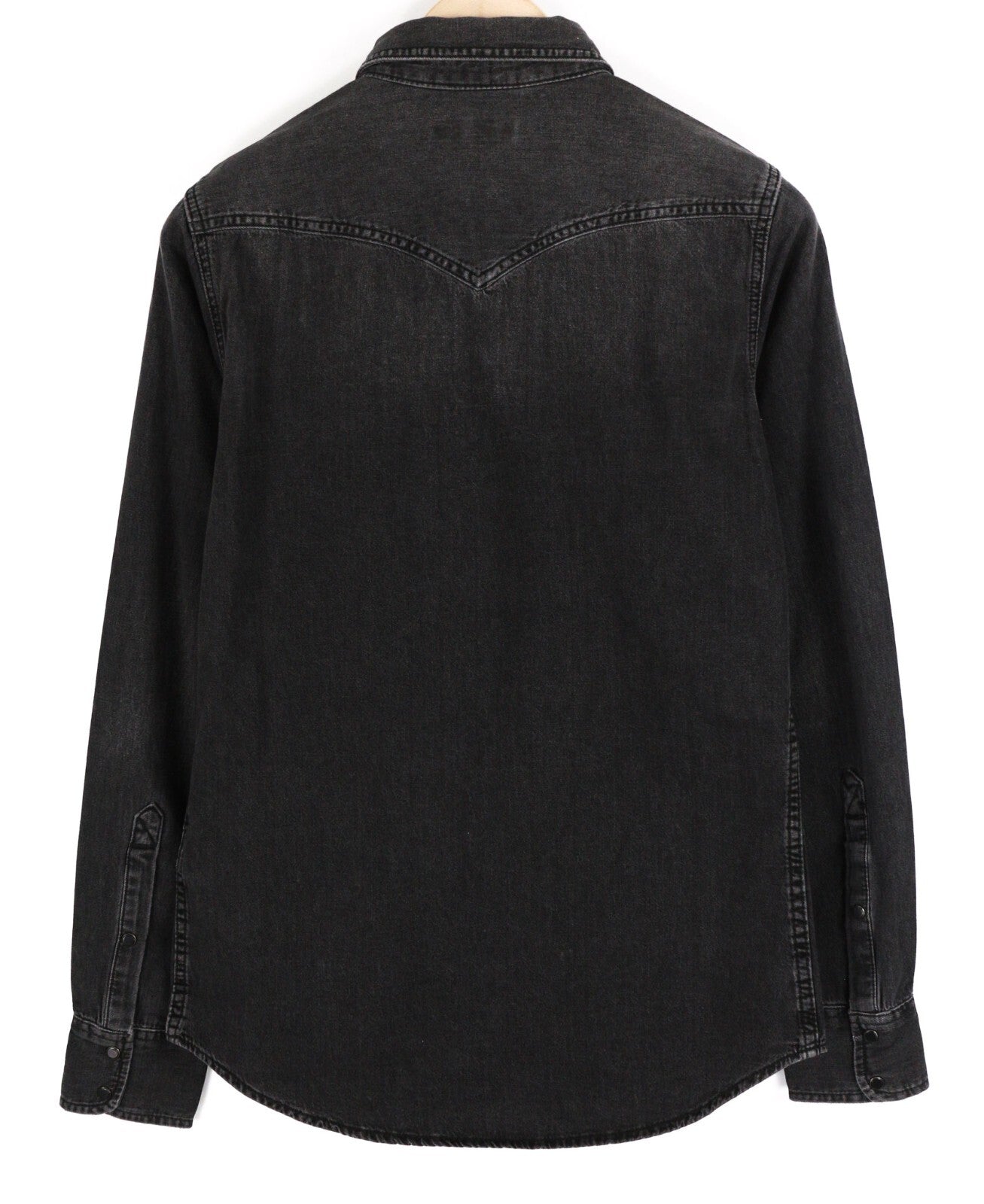 DIESEL New-Sonora Mens Shirt S RRP€120 Western Washed Black Spread Snap Buttons