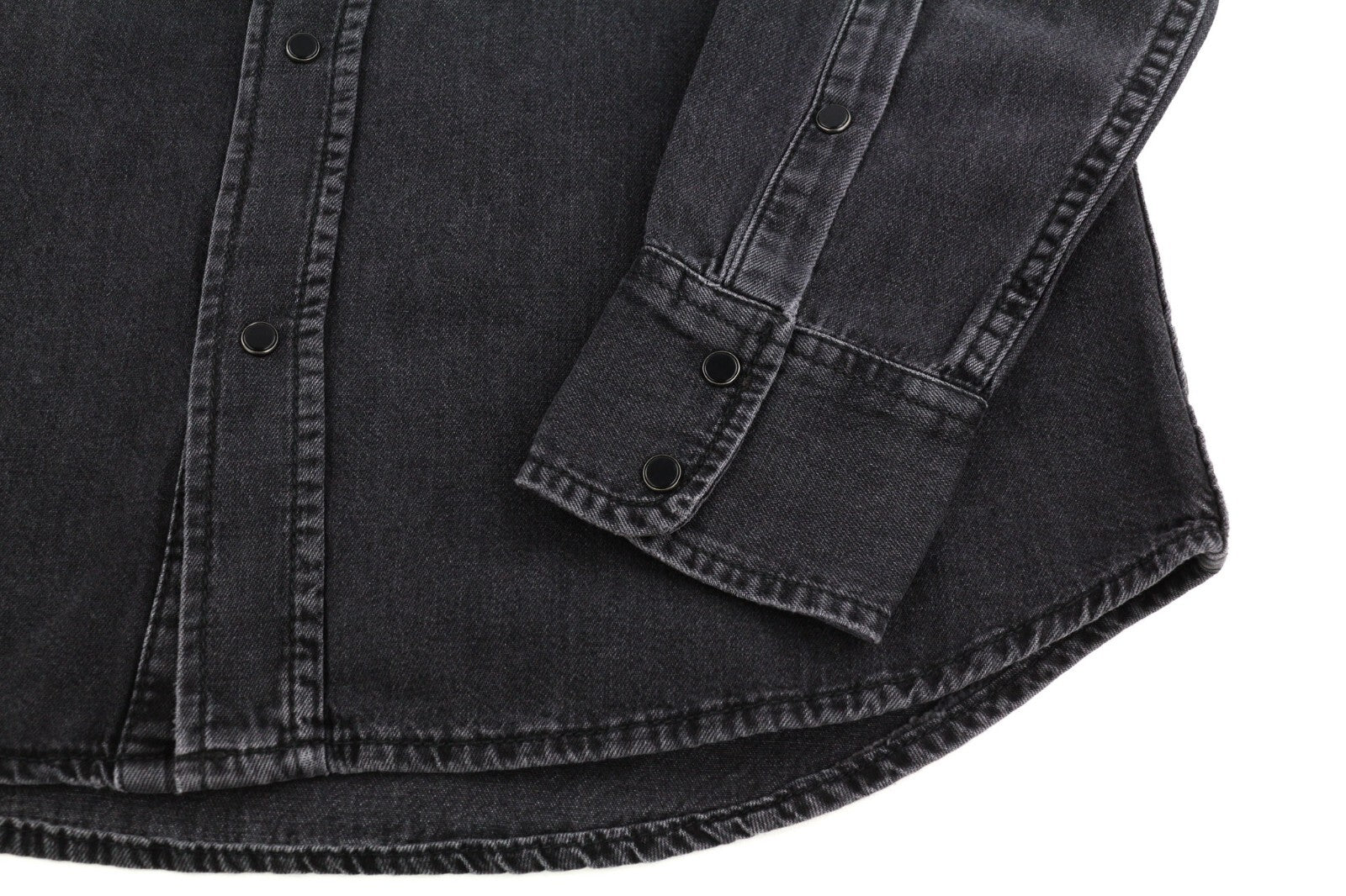 DIESEL New-Sonora Mens Shirt S RRP€120 Western Washed Black Spread Snap Buttons