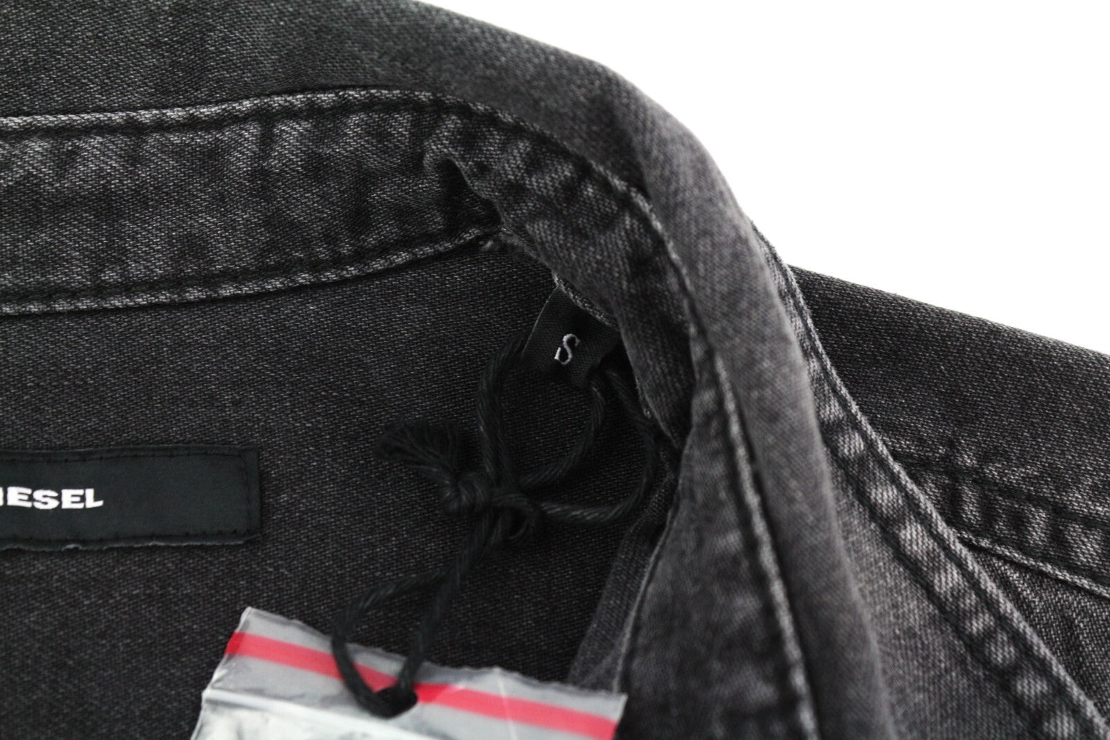 DIESEL New-Sonora Mens Shirt S RRP€120 Western Washed Black Spread Snap Buttons