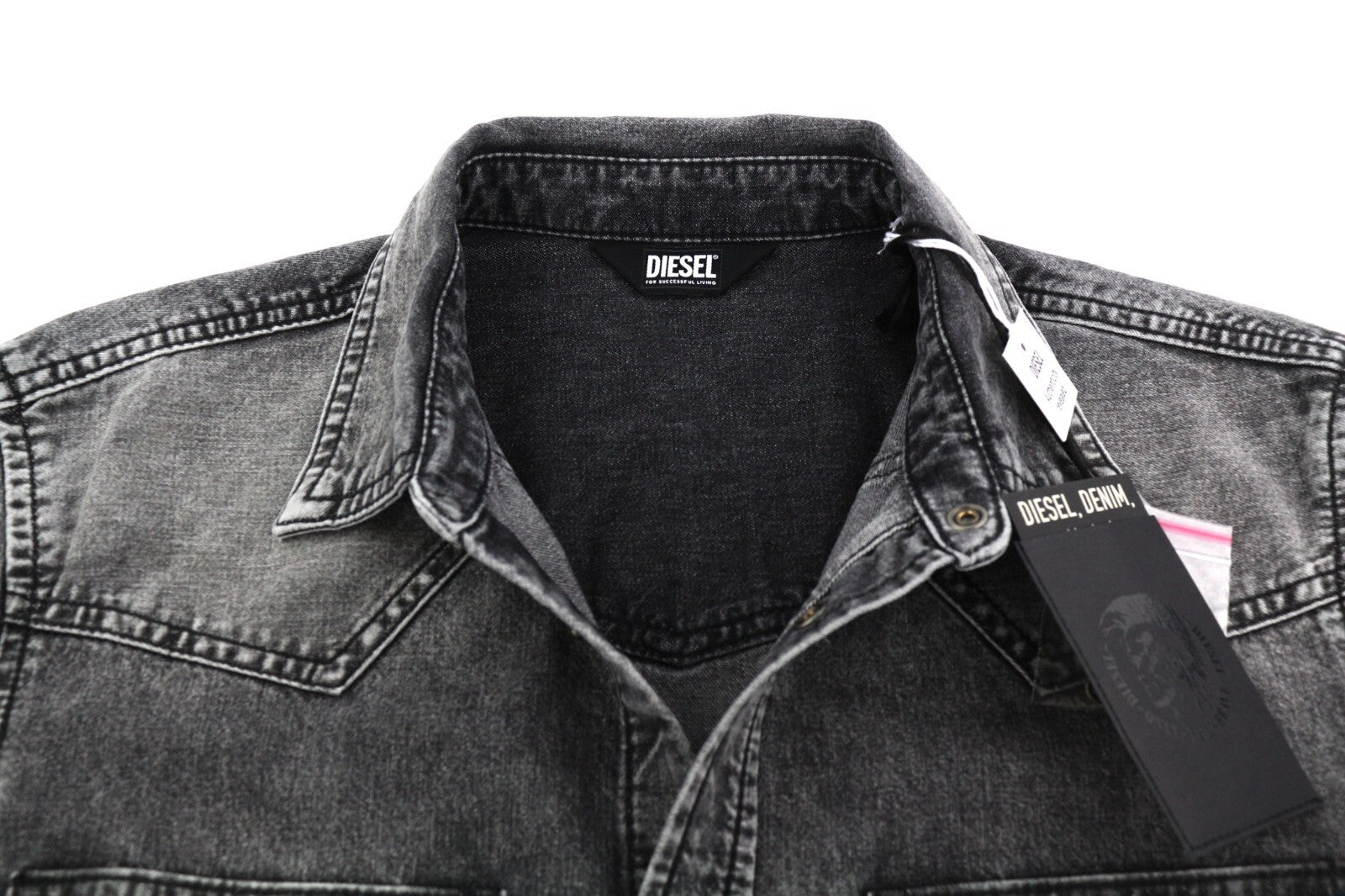 DIESEL D-East-P1SP2 Mens Shirt S  Western Washed Black Snap Buttons RRP€150