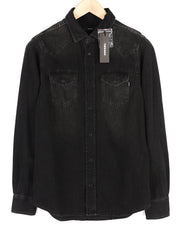 DIESEL New-Sonora Mens Shirt S RRP€120 Western Washed Black Buttons Pockets