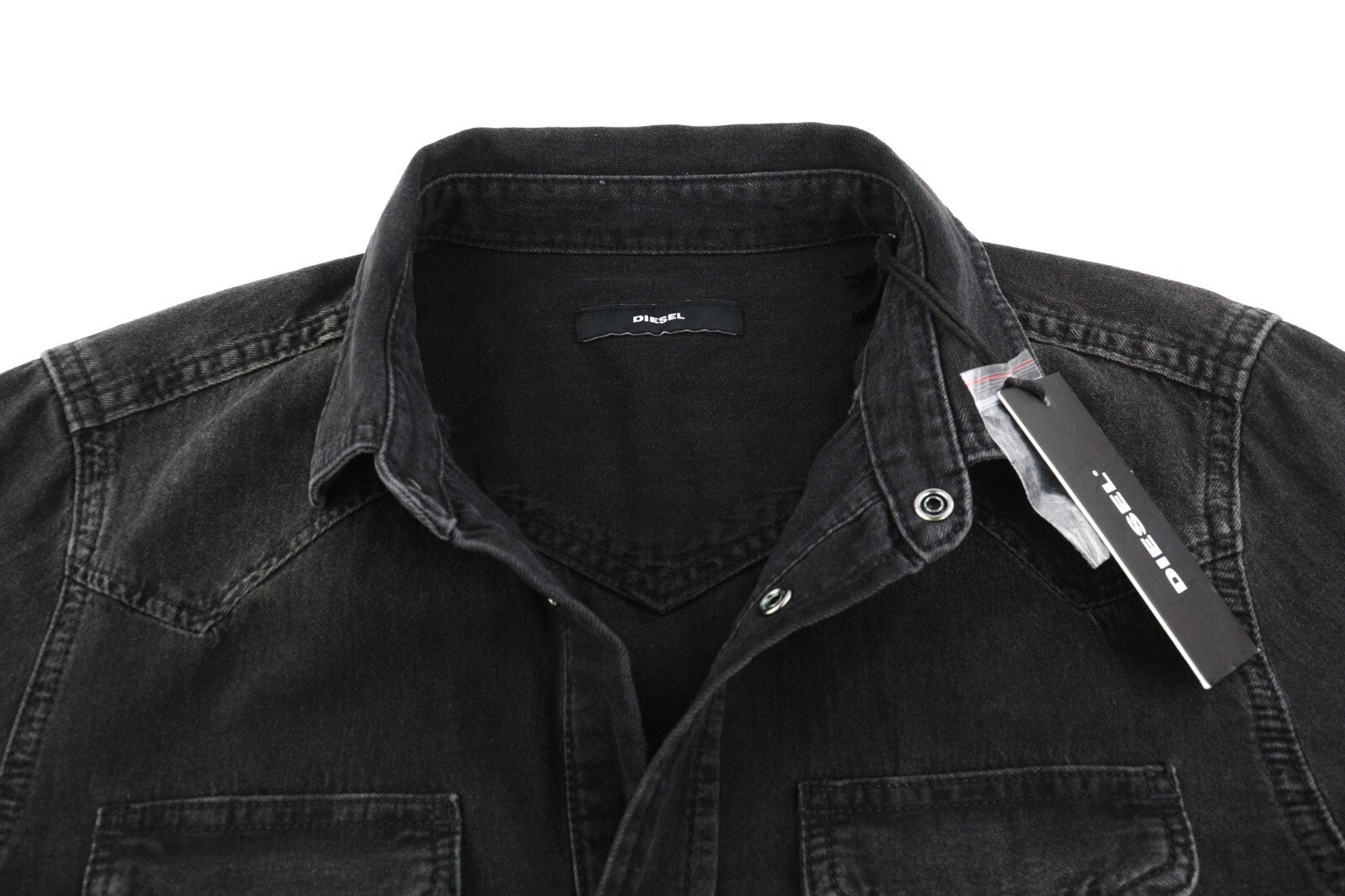 DIESEL New-Sonora Mens Shirt S RRP€120 Western Washed Black Buttons Pockets