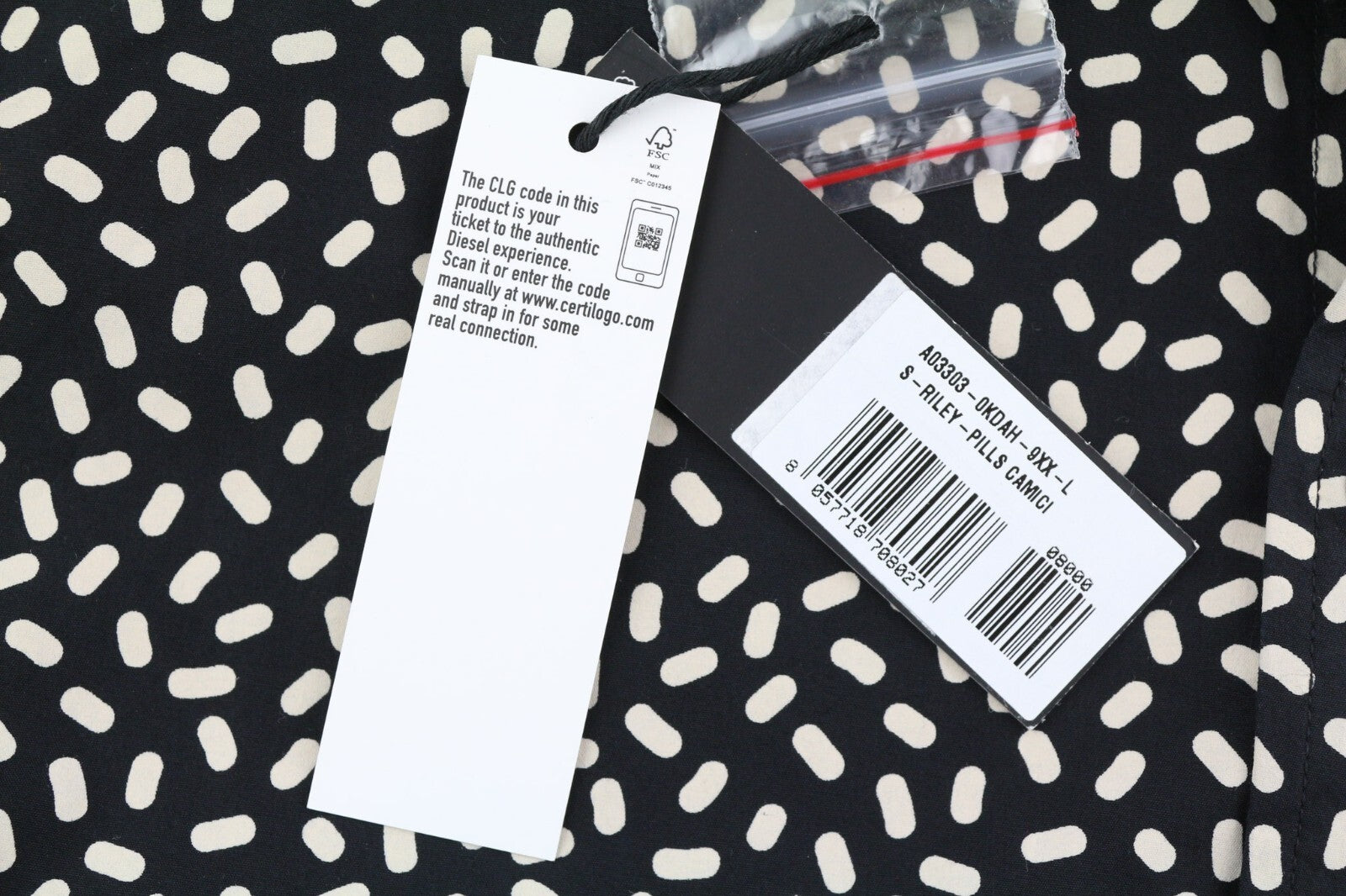 DIESEL S-Riley-Pills Mens Shirt L  Patterned Button Up Spread Neck RRP110