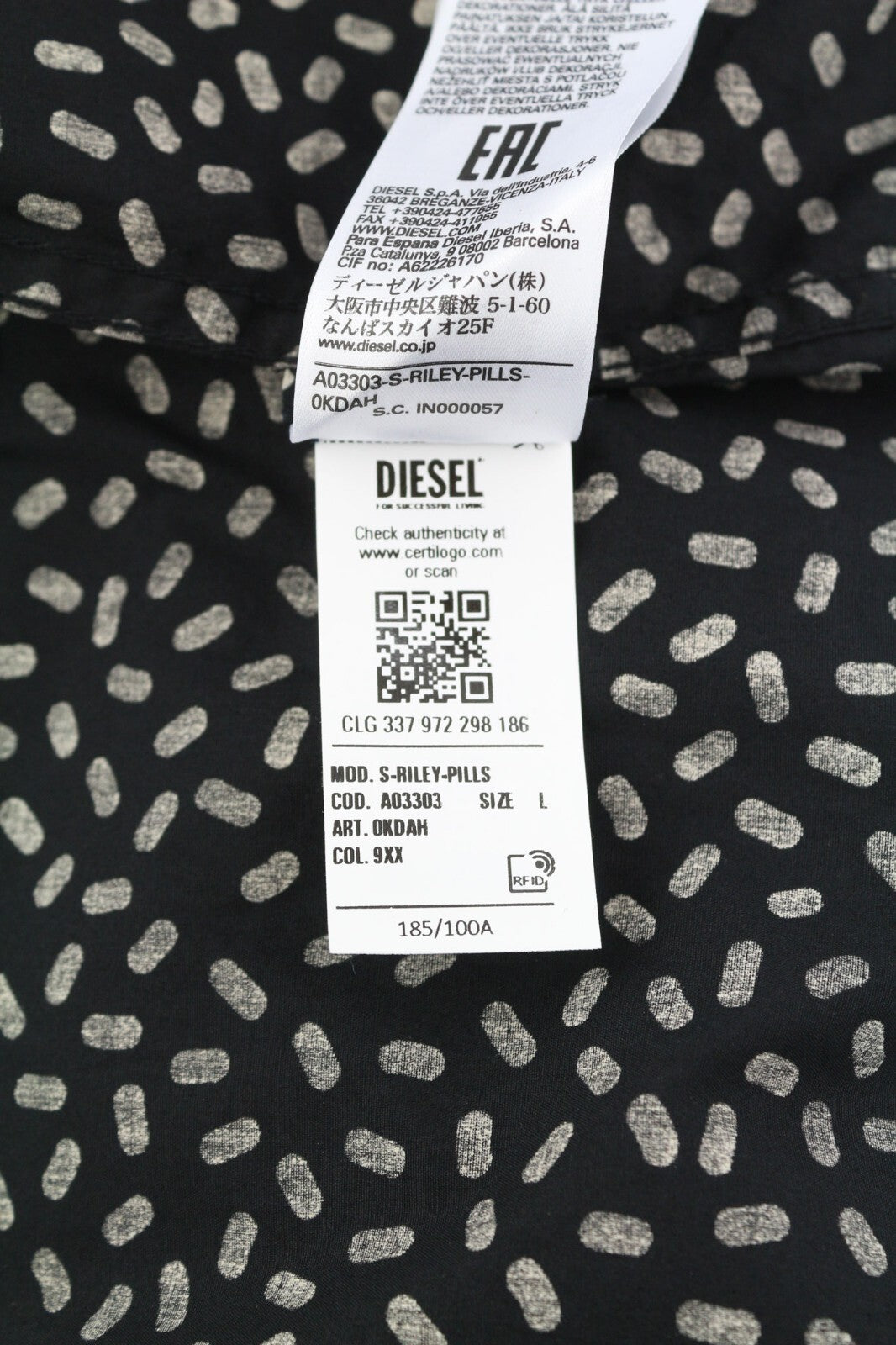 DIESEL S-Riley-Pills Mens Shirt L  Patterned Button Up Spread Neck RRP110