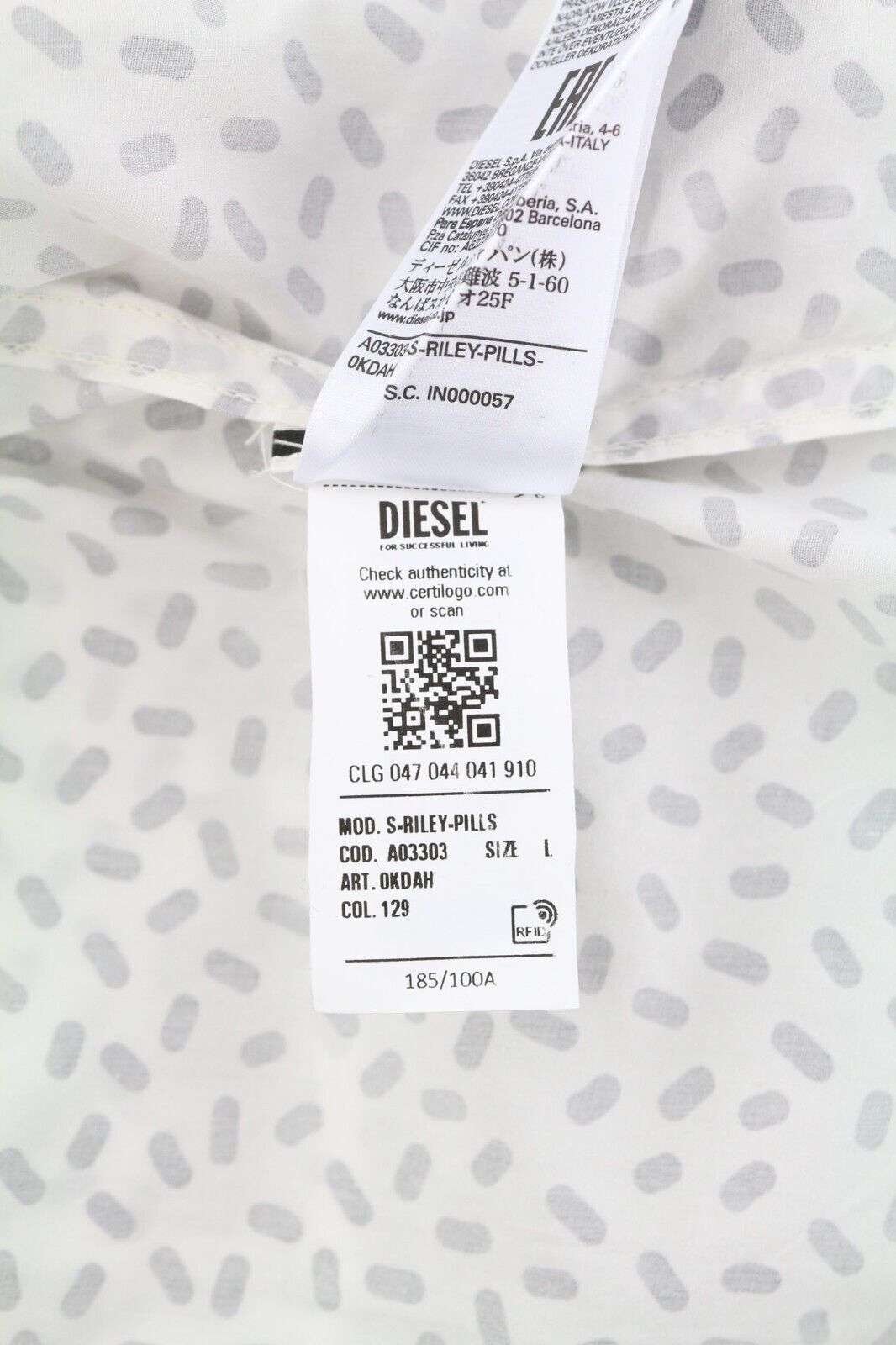 DIESEL S-Riley-Pills Mens Shirt L  Patterned Button Up Spread Neck RRP€110