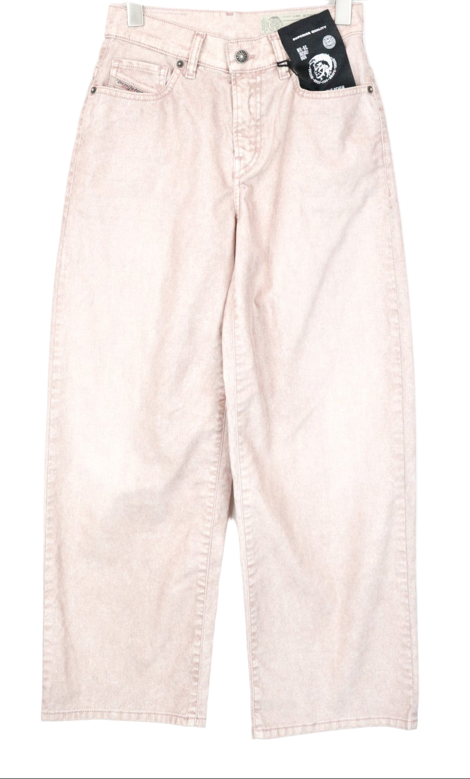 DIESEL Widee 0091T Women's W25 L30 Jeans Light Pink Velvet Flared Stretch