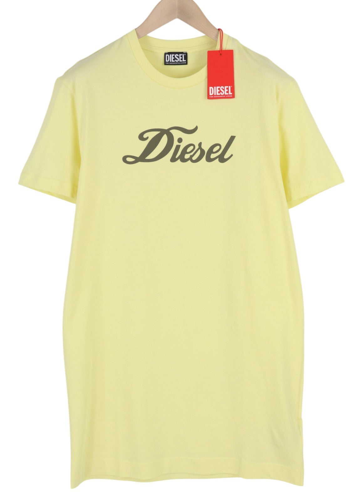 DIESEL D-Egor-New-Ita Women Dress L Yellow Short Sleeved Tricot Casual Logo