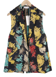 WEILI ZHENG Over Jacquard Women Waistcoat S Colourful Patterned Notch Lapel