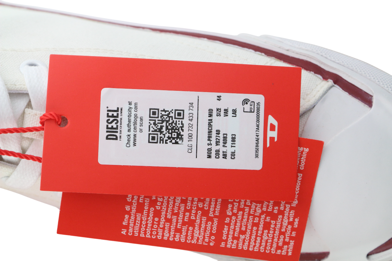 DIESEL S-Principia Mid Mens Sneakers EU44 White High Top RRP185 Trainers