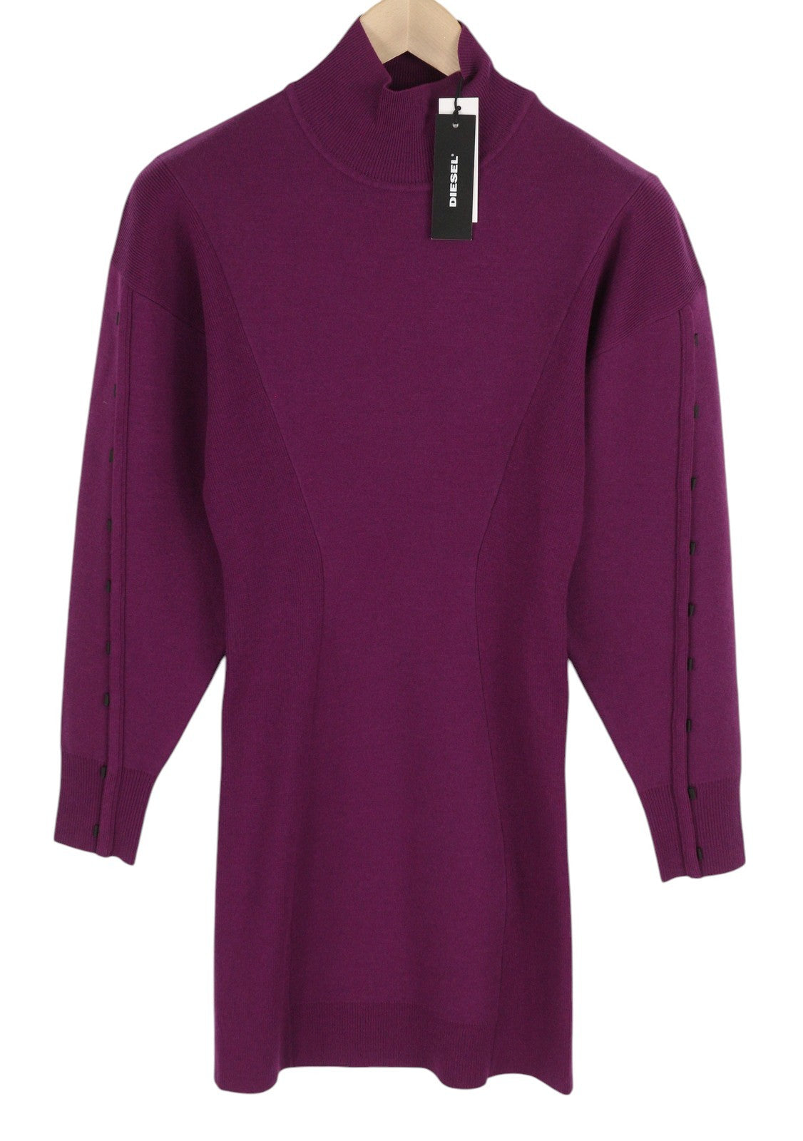 DIESEL M-Nunavut Women Dress XS Purple Wool Blend Knitted High Neck RRP€295