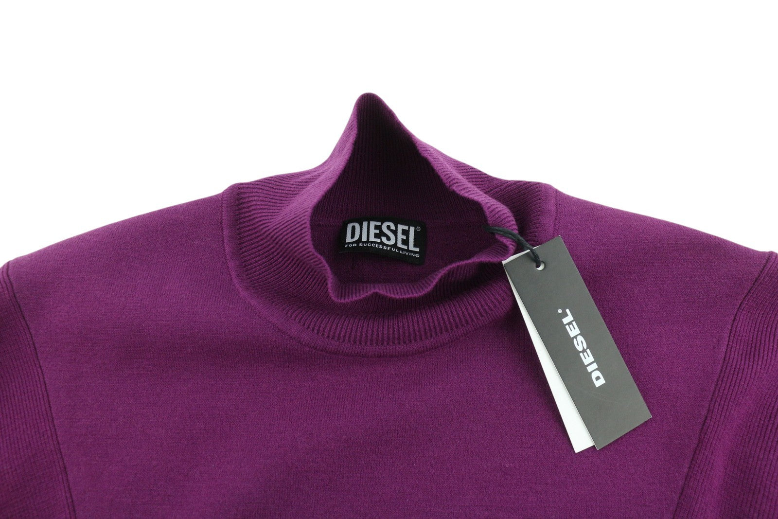 DIESEL M-Nunavut Women Dress XS Purple Wool Blend Knitted High Neck RRP€295