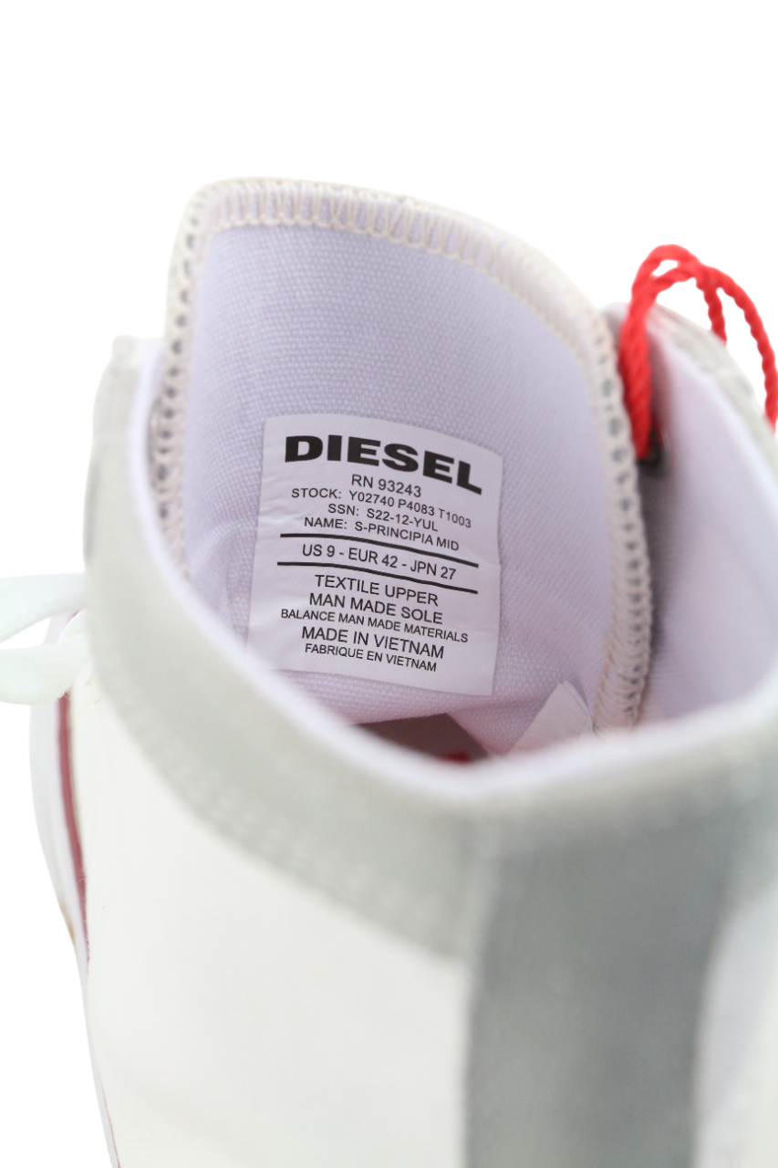 DIESEL S-Principia Mid Mens Sneakers EU42 White Lace Up Trainers RRP€185