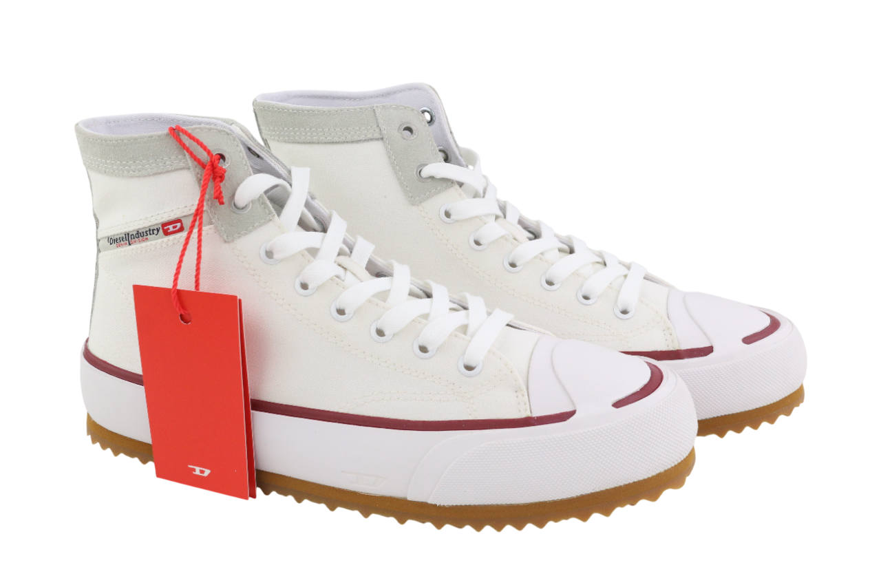 DIESEL S-Principia Mid Mens Sneakers EU42 White Lace Up Trainers RRP€185