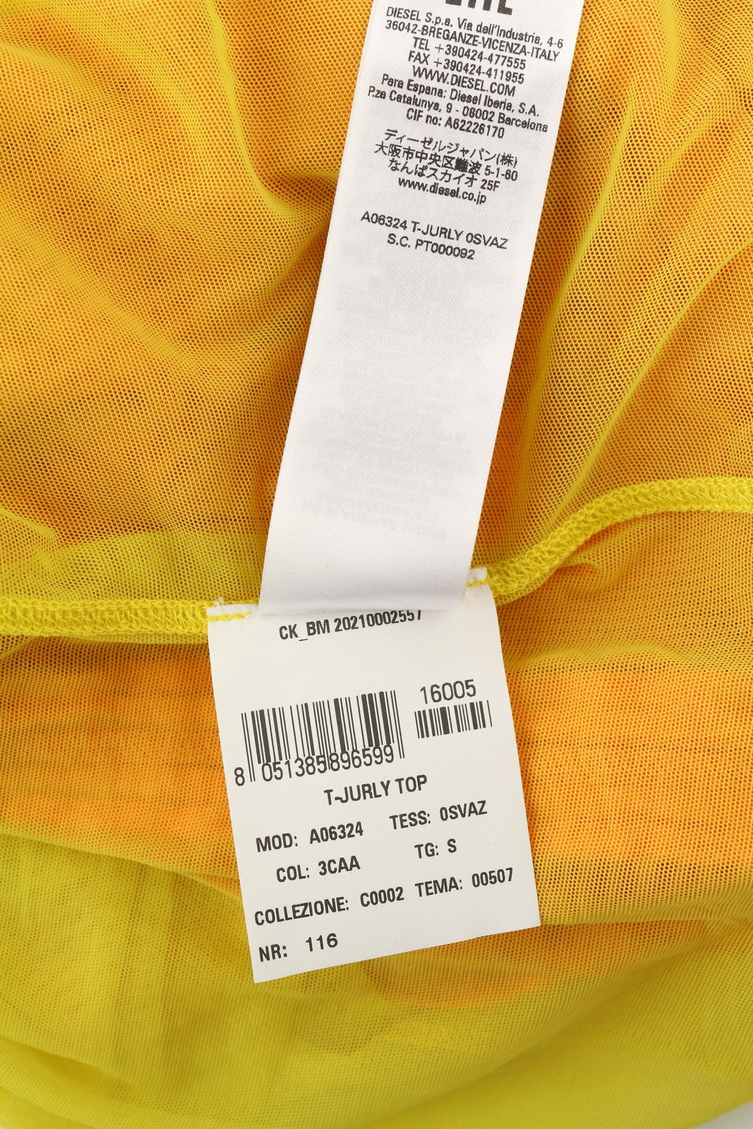 DIESEL T-Jurly Women T-Shirt S Orange Long Sleeve Mesh Drawstring Thin RRP€220