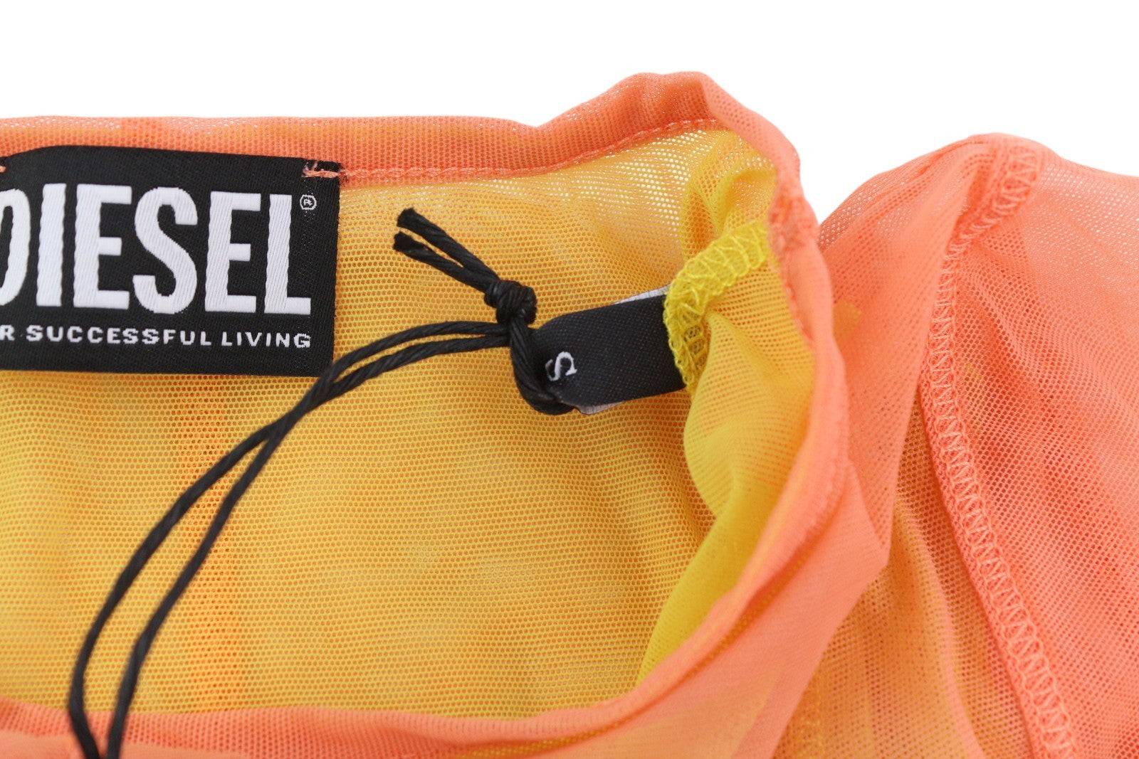 DIESEL T-Jurly Women T-Shirt S Orange Long Sleeve Mesh Drawstring Thin RRP€220